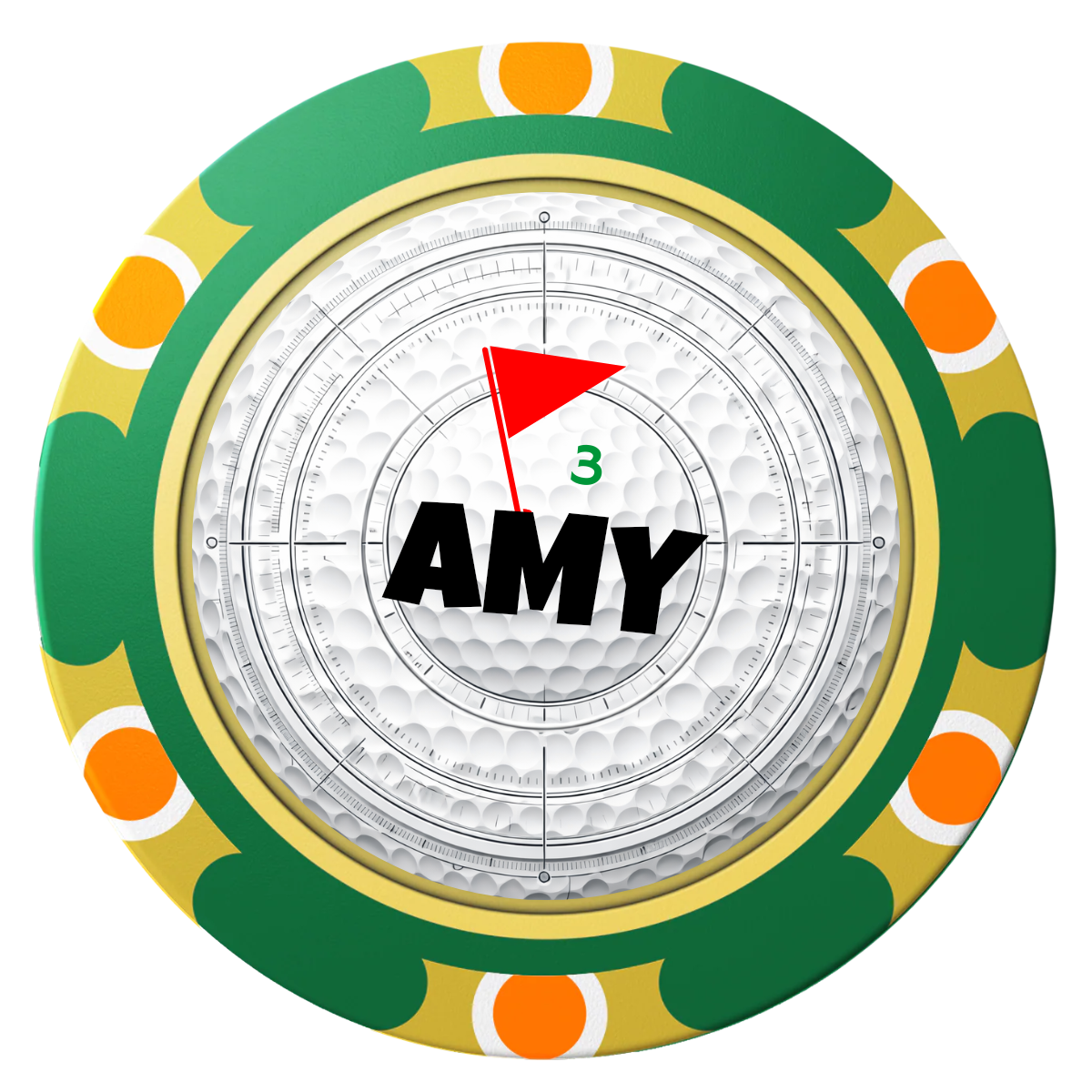 Ball Marcus Jr. Clay Poker Chips - Green / Monte Carlo / 40mm - Front
