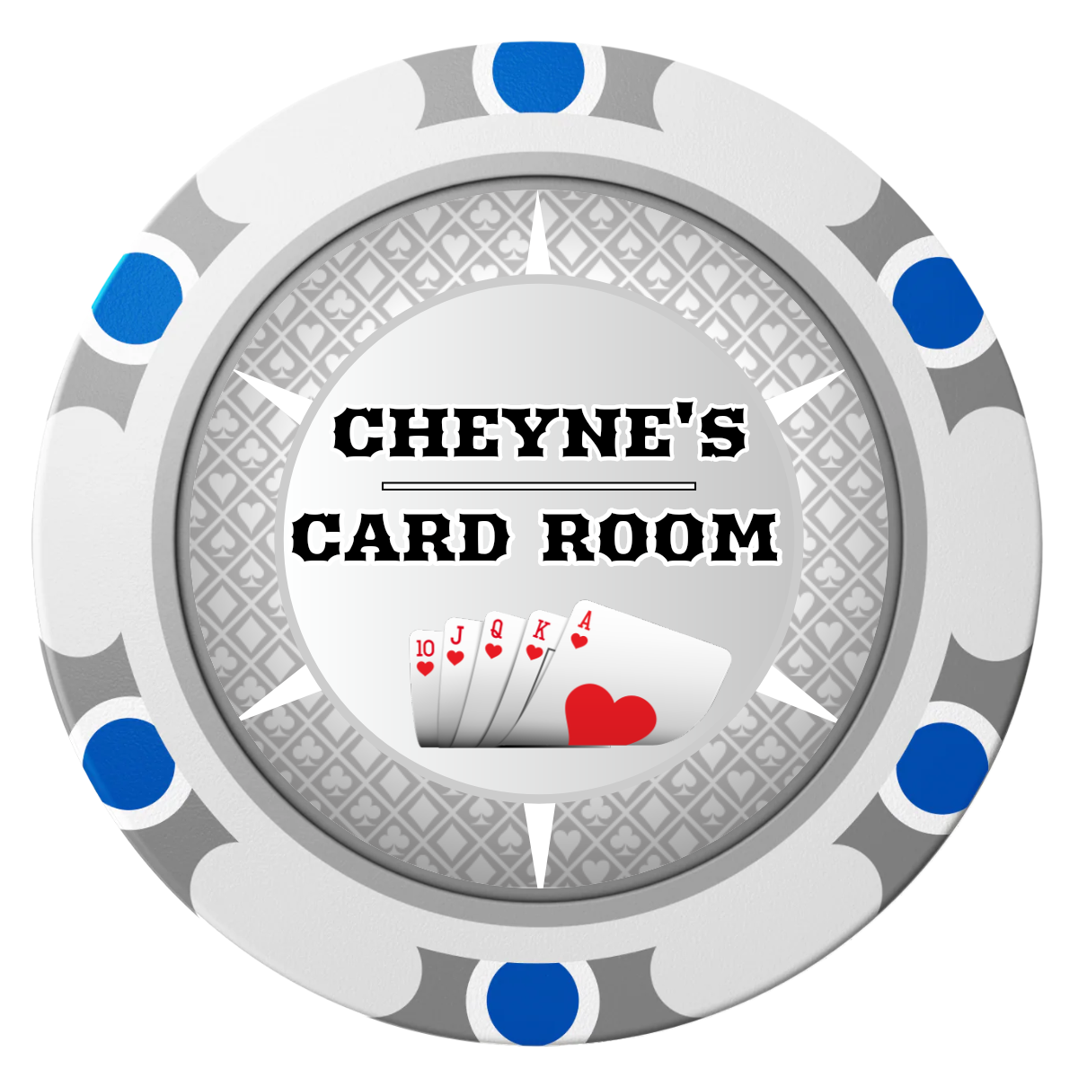 Cheyne's Card Room Clay Poker Chips - White / Monte Carlo / 40mm - Front