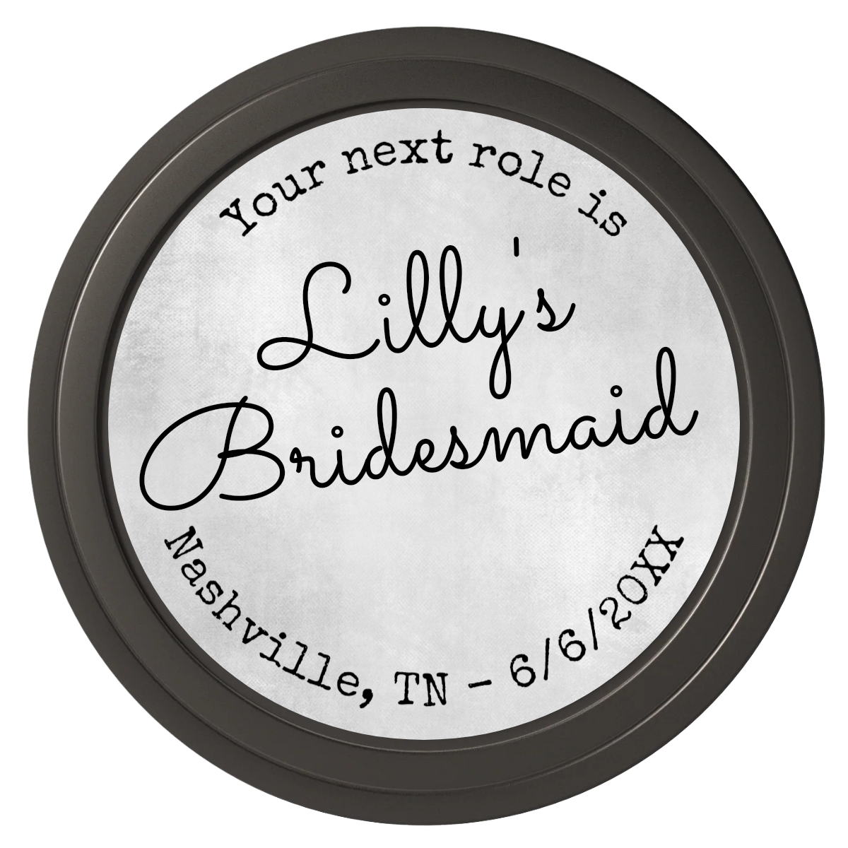 Be My Bridesmaid Simple Composite Poker Chips - Black / Solid - Front