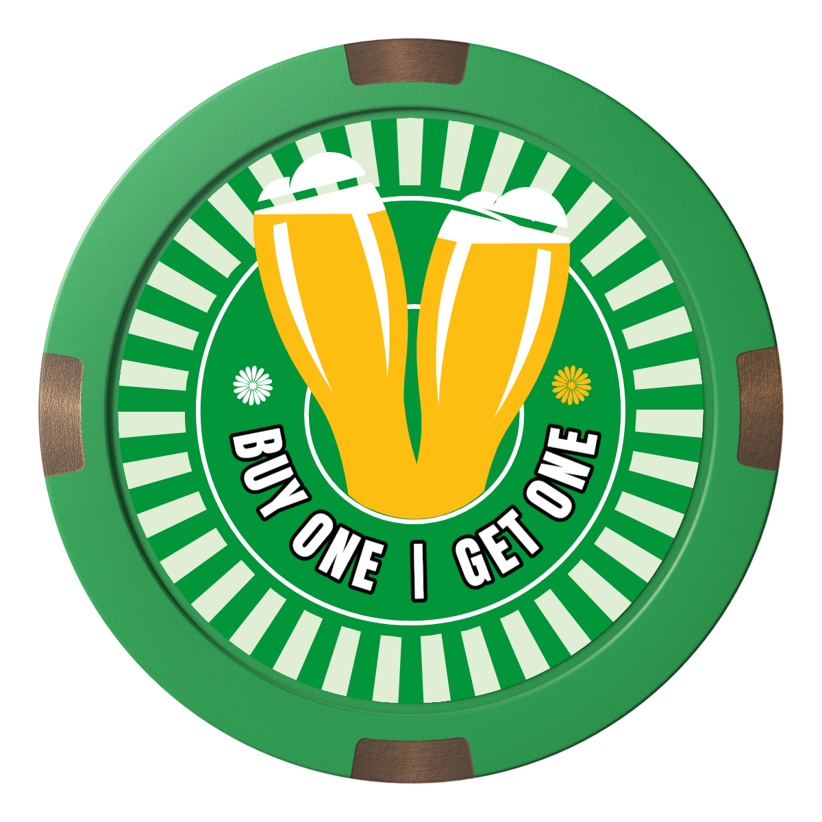 Double Pint Composite & Metal Hybrid Poker Chips - Green - Front