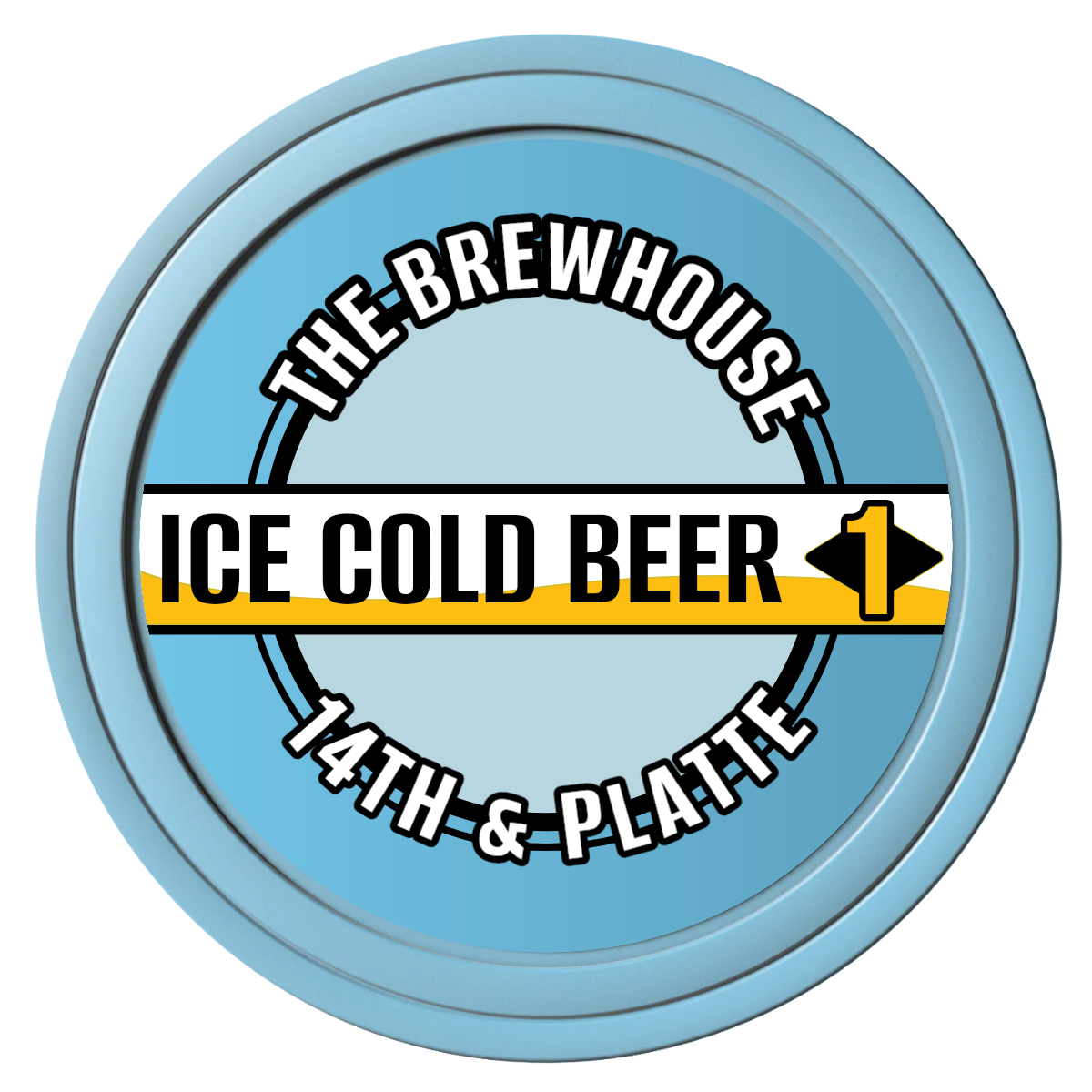 Ice Cold Beer Drink Token Composite Poker Chips - Light Blue / Solid - Front
