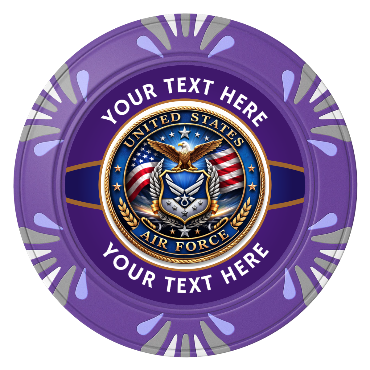 Air Force Clay Poker Chips - Purple / Macau / 40mm - Front