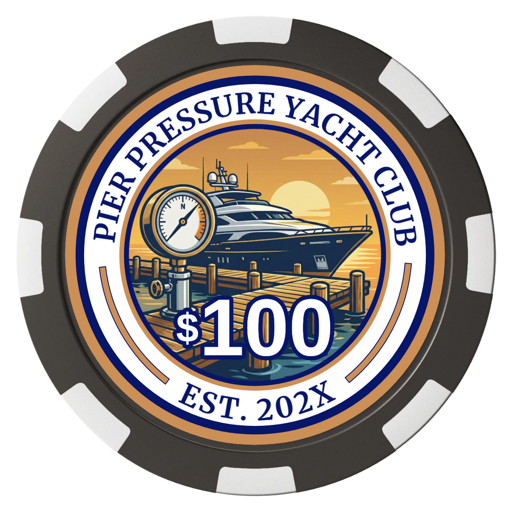 Anchor Down Card Room Magnetic Composite Poker Chips - Black / 8 Spot - Front