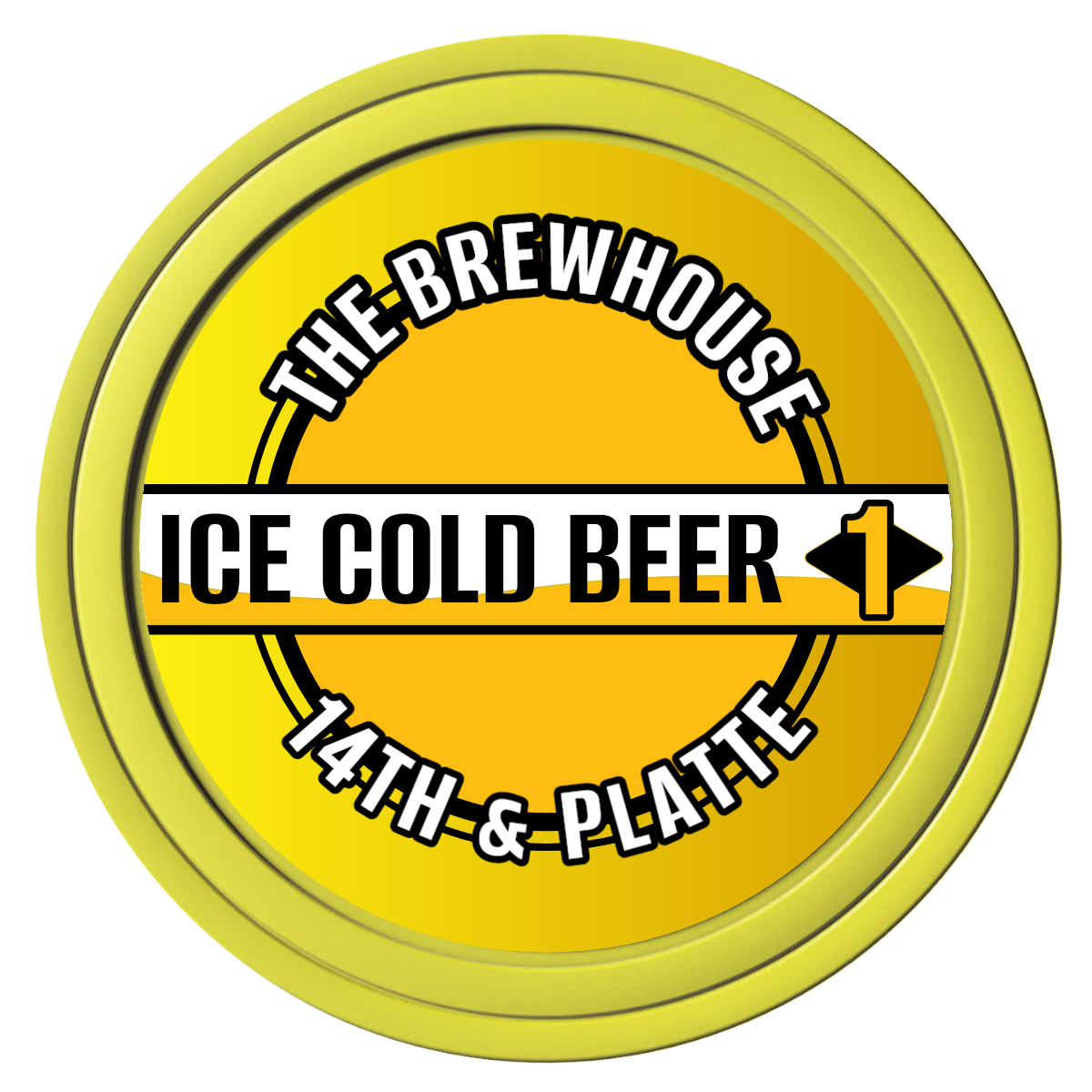 Ice Cold Beer Drink Token Composite Poker Chips - Yellow / Solid - Front