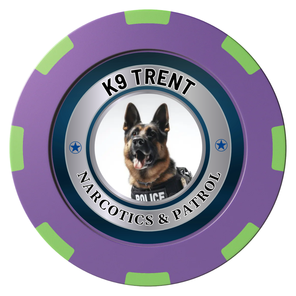 K-9 Trent Clay Poker Chips - Purple / 8 Spot (2 Tone) / 40mm - Front