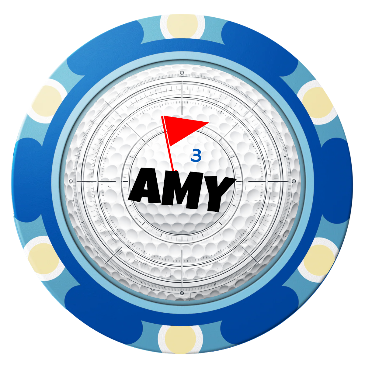 Ball Marcus Jr. Clay Poker Chips - Blue / Monte Carlo / 40mm - Front