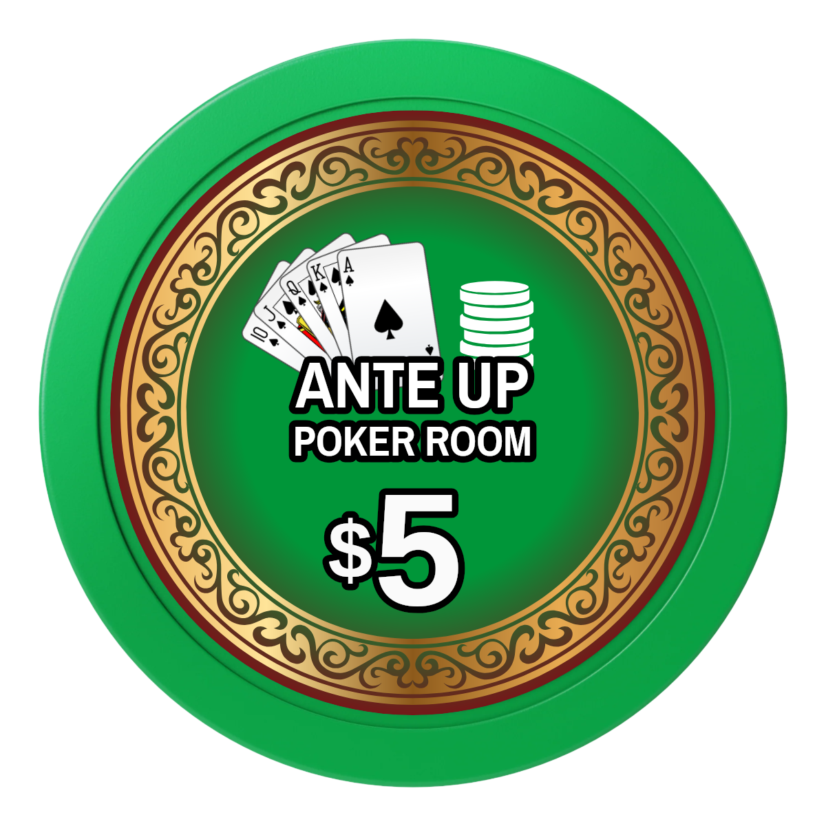 Ante Up Poker Room 2" Composite Dealer Button - Green - Back