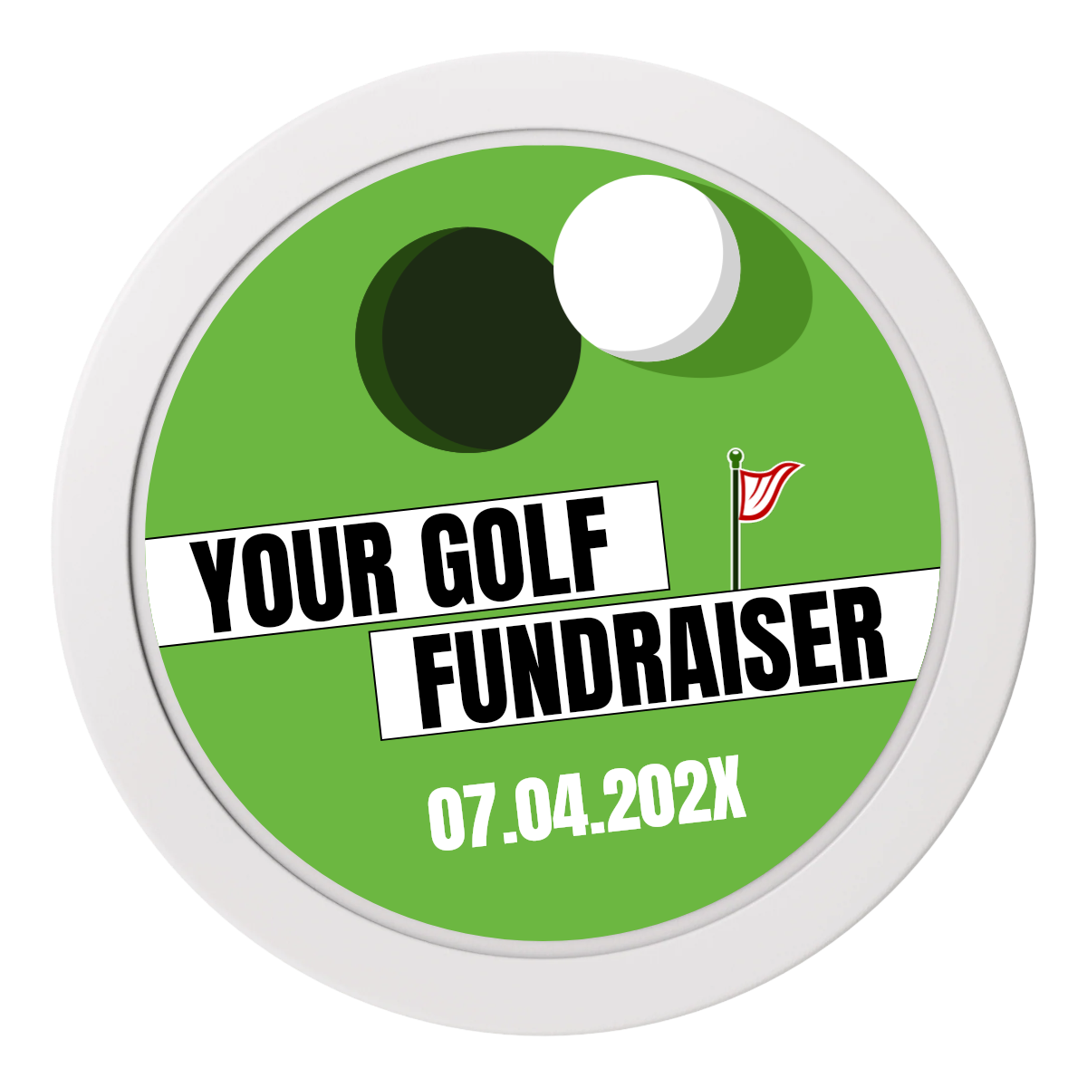 Putting Around Tournament 2" Oversized Poker Chips - White - Back