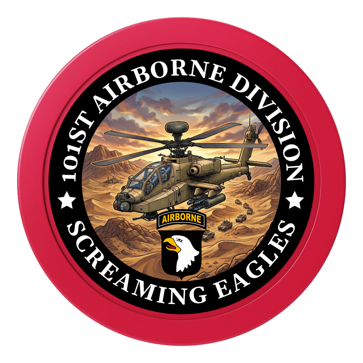 Army Airborne 2" Oversized Poker Chips - Red - Front