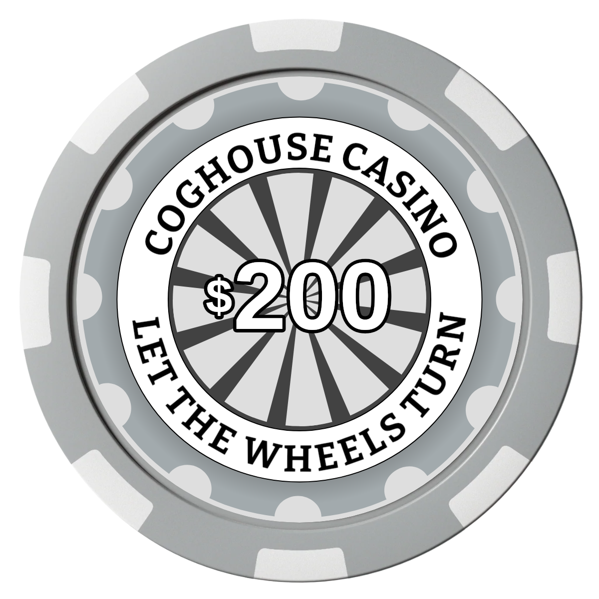 Cog House Composite Poker Chips - Gray / 8 Spot - Front