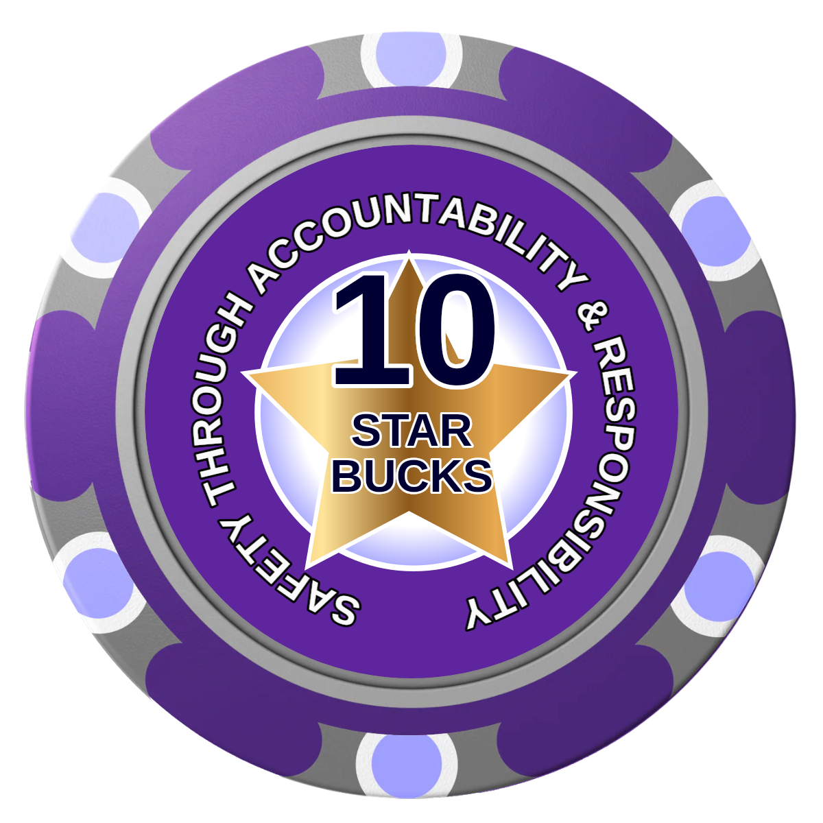 Safety Star Clay Poker Chips - Purple / Monte Carlo / 40mm - Front