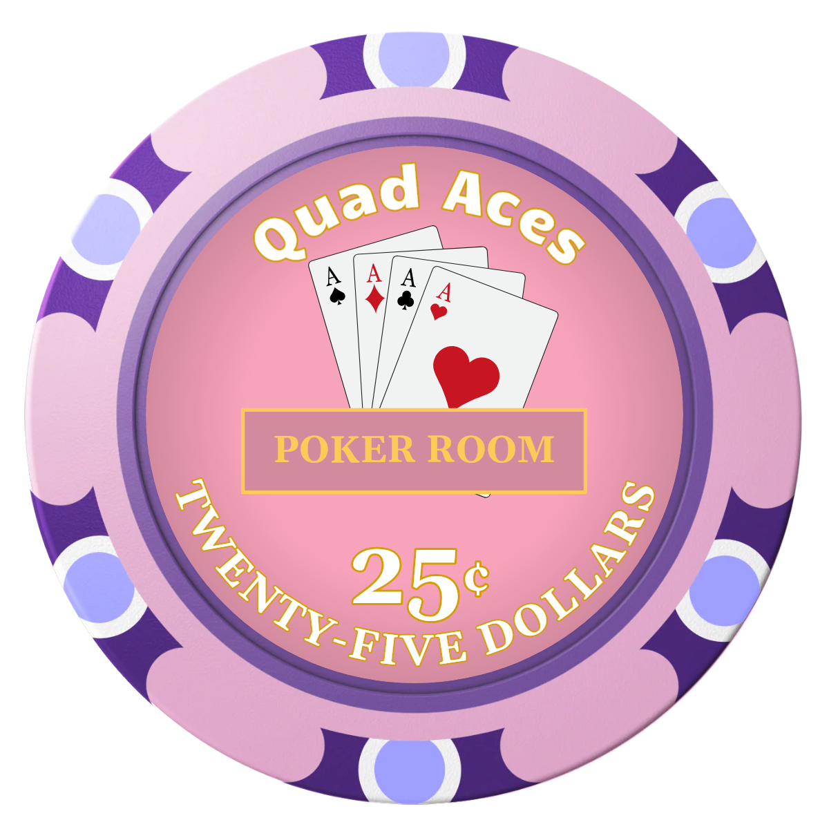 Quad Aces Clay Poker Chips - Pink / Monte Carlo / 40mm - Front