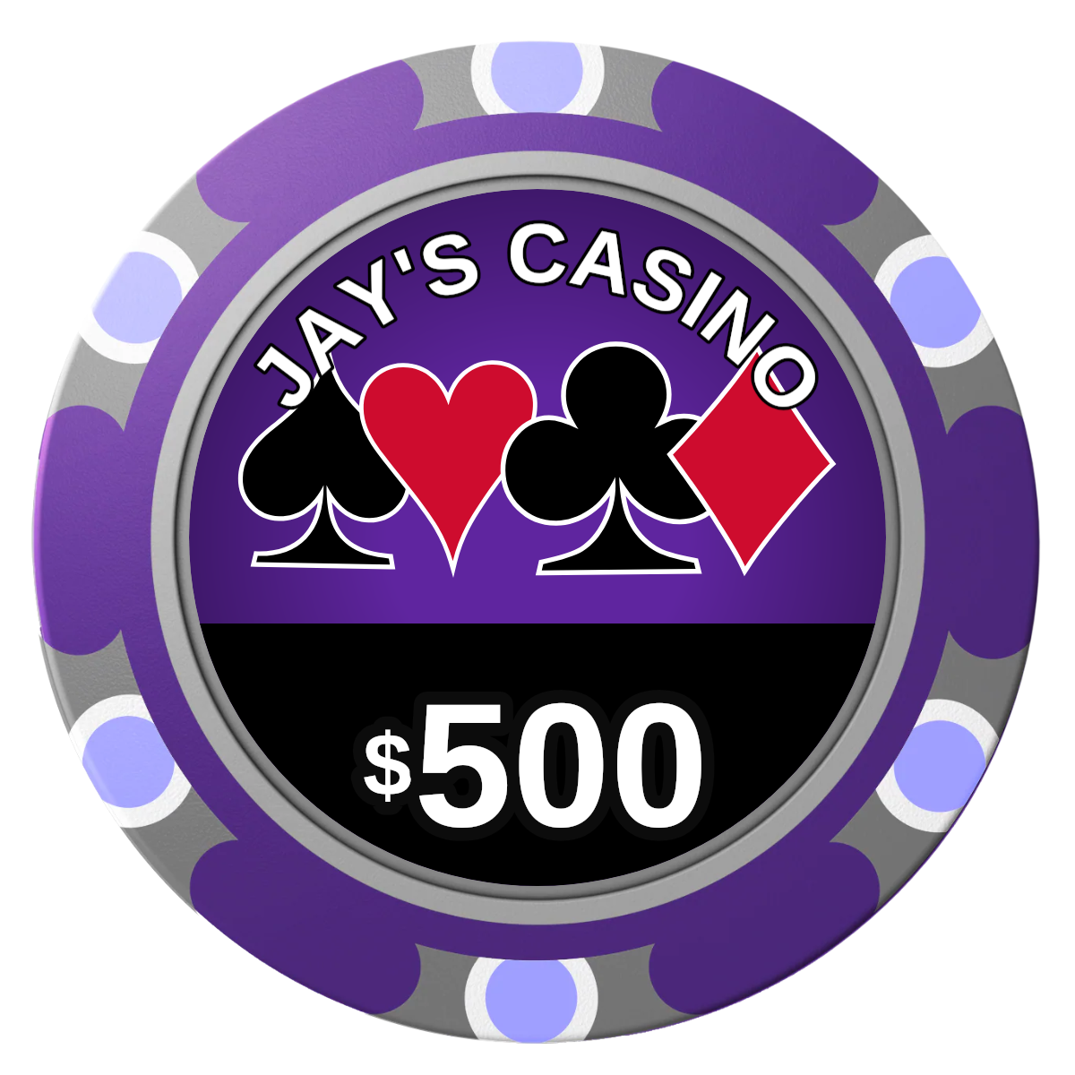 Jay's Casino Clay Poker Chips - Purple / Monte Carlo / 40mm - Front