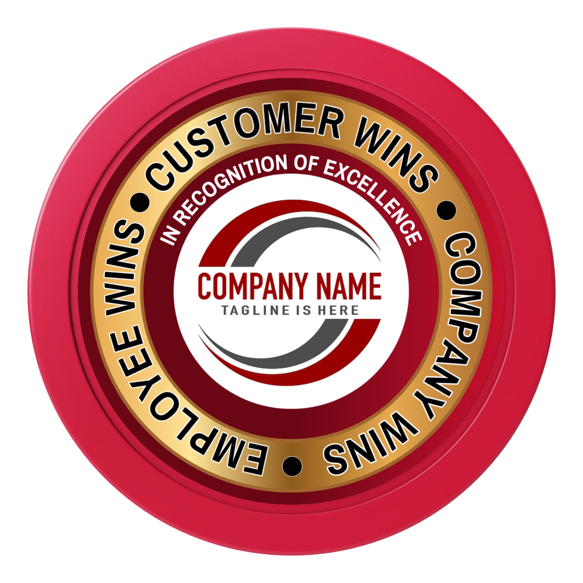 Gold Standard 2" Composite Dealer Button - Red - Back
