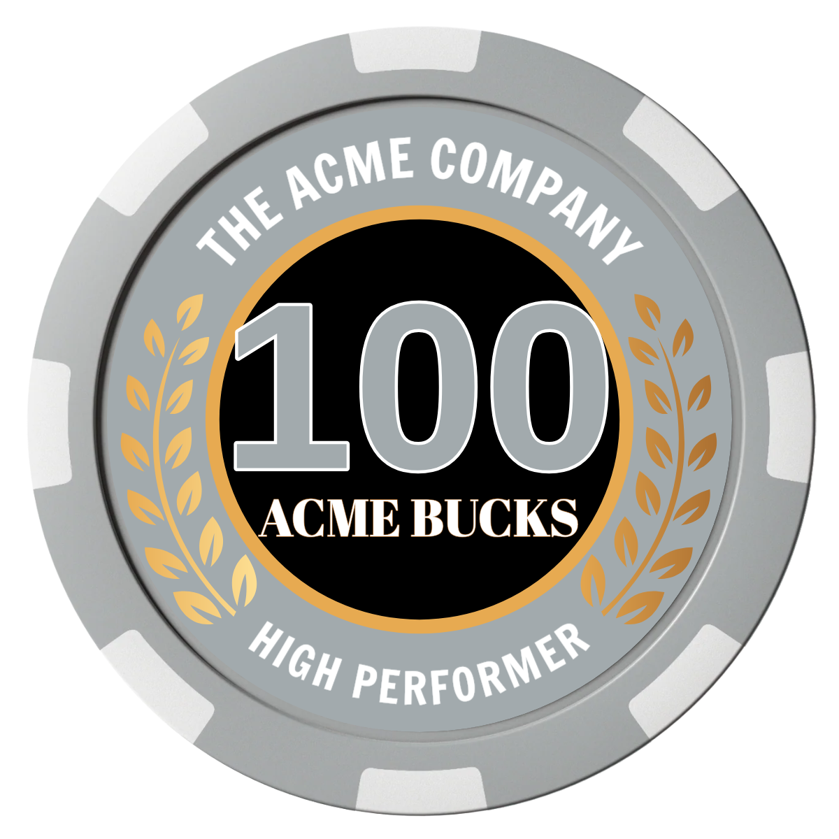 Achievement Wreath Composite Poker Chips - Gray / 8 Spot - Front