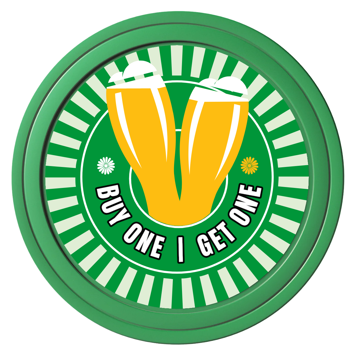 Double Pint Composite Poker Chips - Green / Solid - Front