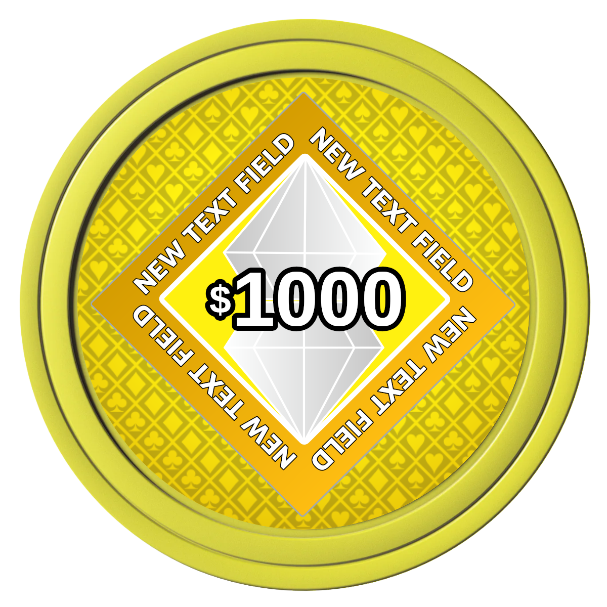 Diamond in the Rough Composite Poker Chips - Yellow / Solid - Front