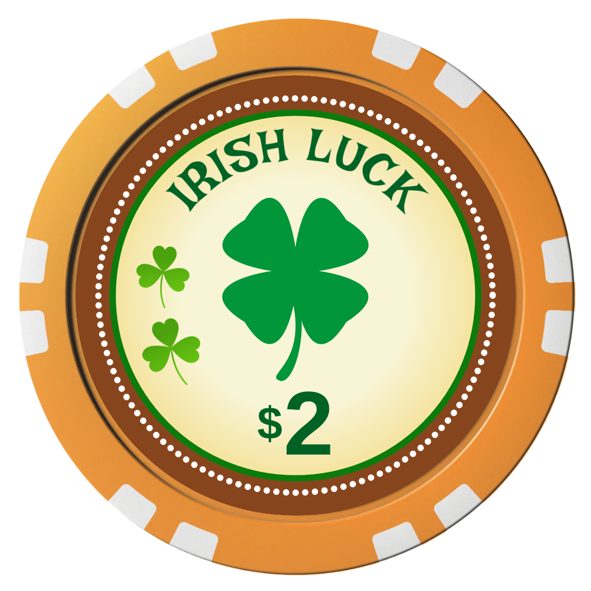 Irish Luck Composite Poker Chips - Orange / Double Stripe - Front