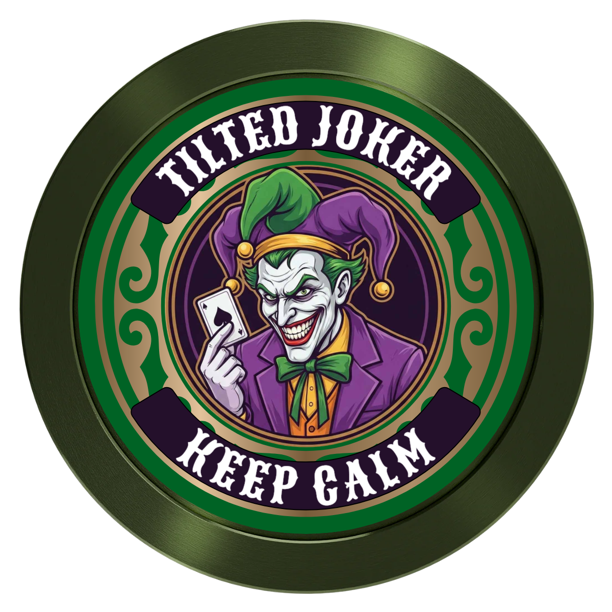 Tilted Joker Aluminum Poker Card Guards - Green - Back