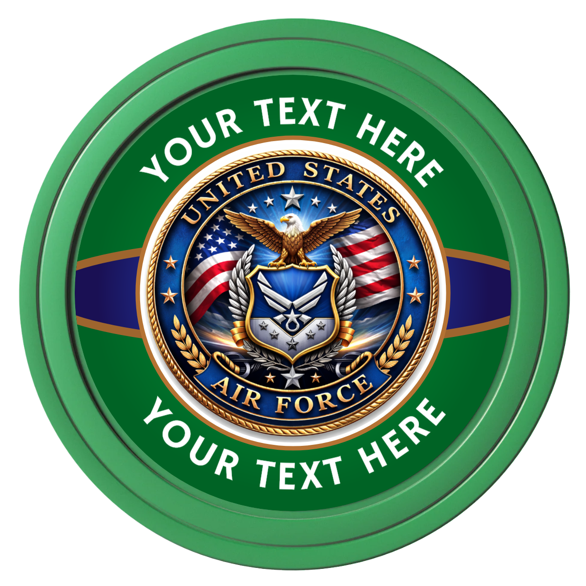 Air Force Composite Poker Chips - Green / Solid - Front