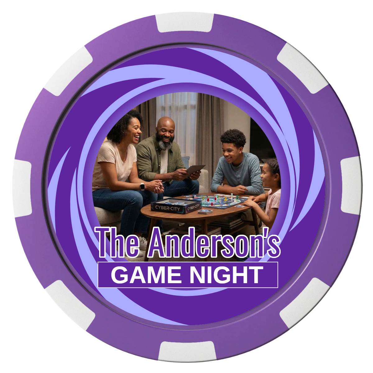 Anderson's Game Night Composite Poker Chips - Purple / 8 Spot - Front