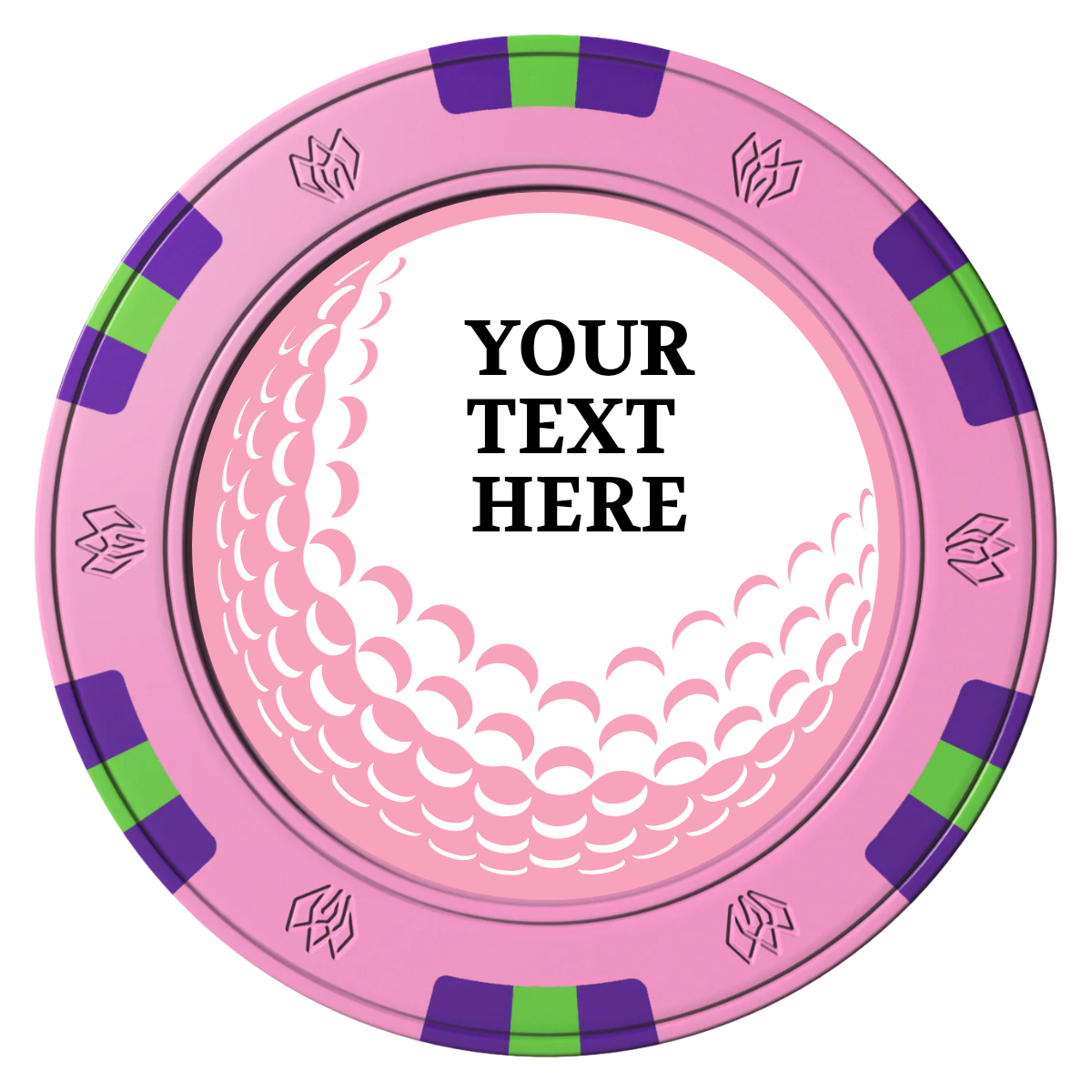 Hole In One Clay Poker Chips - Pink / 6 Spot Gem / 40mm - Front