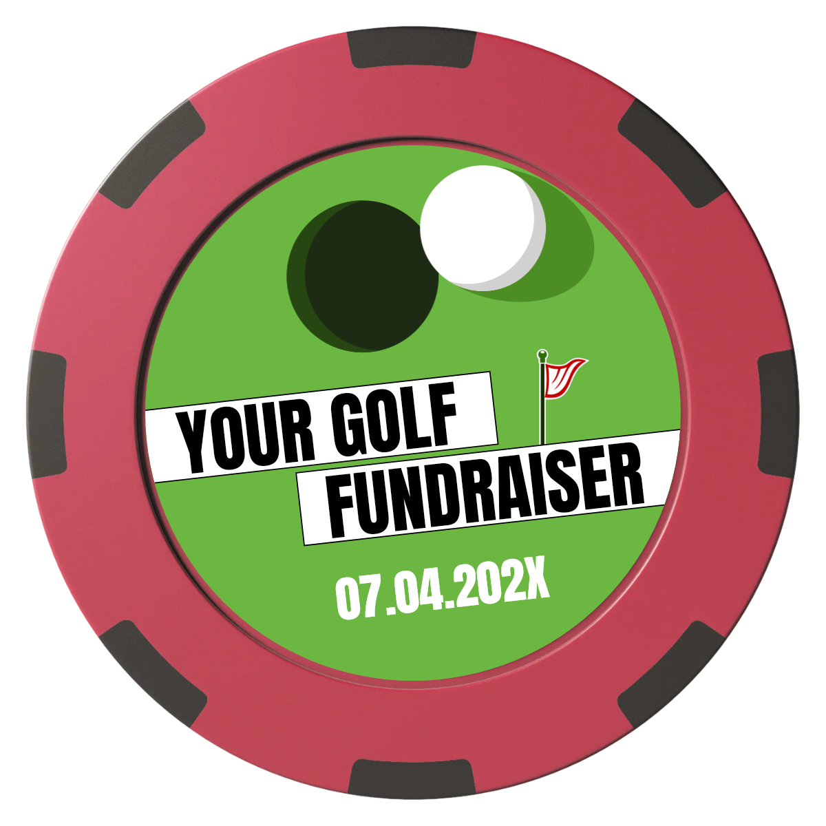 Putting Around Tournament Clay Poker Chips - Red / 8 Spot (2 Tone) / 40mm - Front
