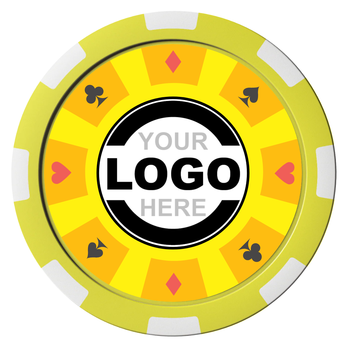 Suit 8 Your Logo Composite Poker Chips - Yellow / 8 Stripe - Front