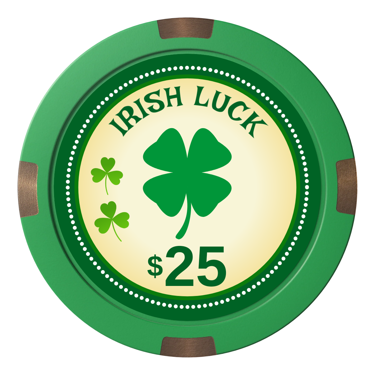 Irish Luck Composite & Metal Hybrid Poker Chips - Green - Back