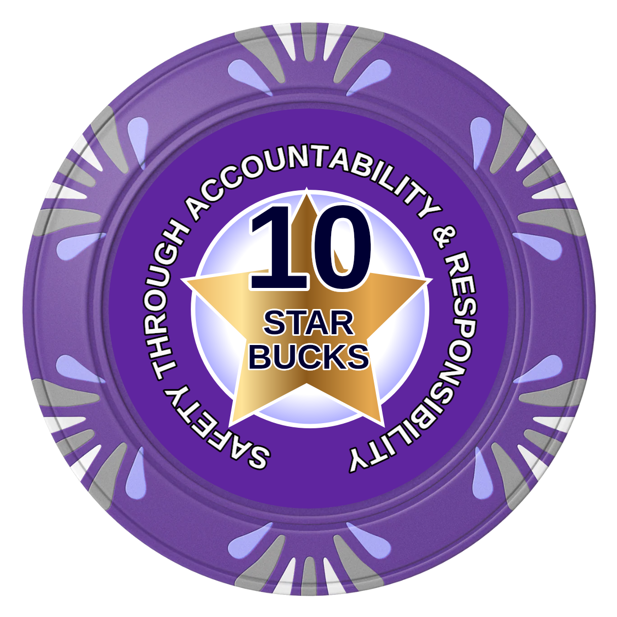 Safety Star Clay Poker Chips - Purple / Macau / 40mm - Front