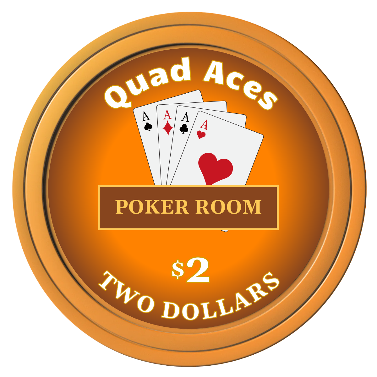 Quad Aces Composite Poker Chips - Orange / Solid - Front