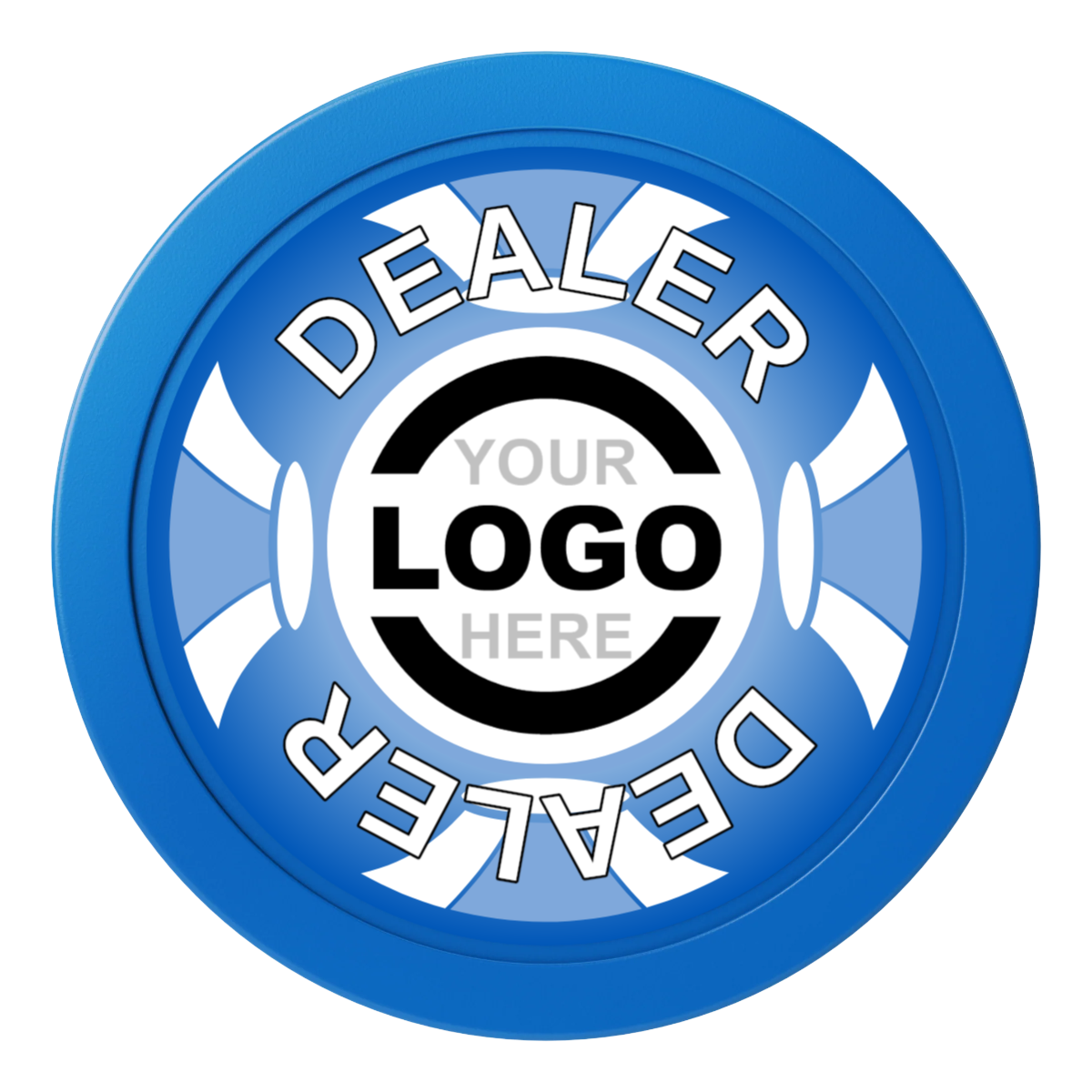 Alan Baker 4-2S A 2" Composite Dealer Button - Blue - Front