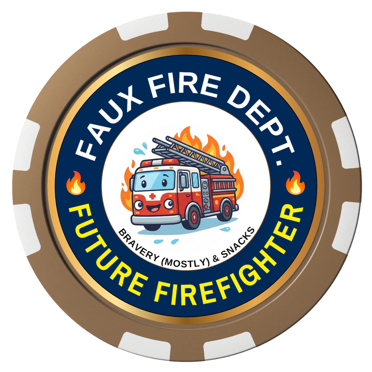 Future Firefighter Composite Poker Chips - Brown / 8 Stripe - Front