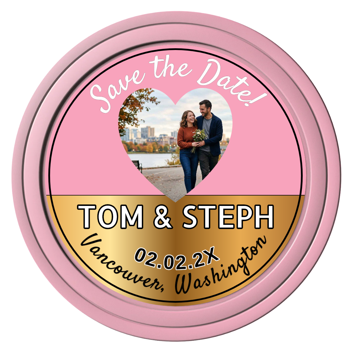 Save the Date Hearts Composite Poker Chips - Pink / Solid - Front