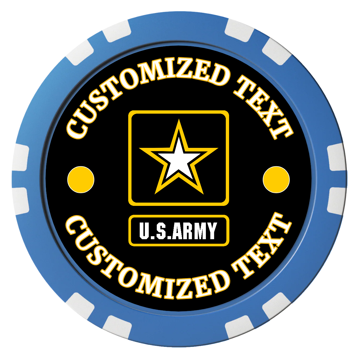 Army Strong Composite Poker Chips - Blue / Double Stripe - Front