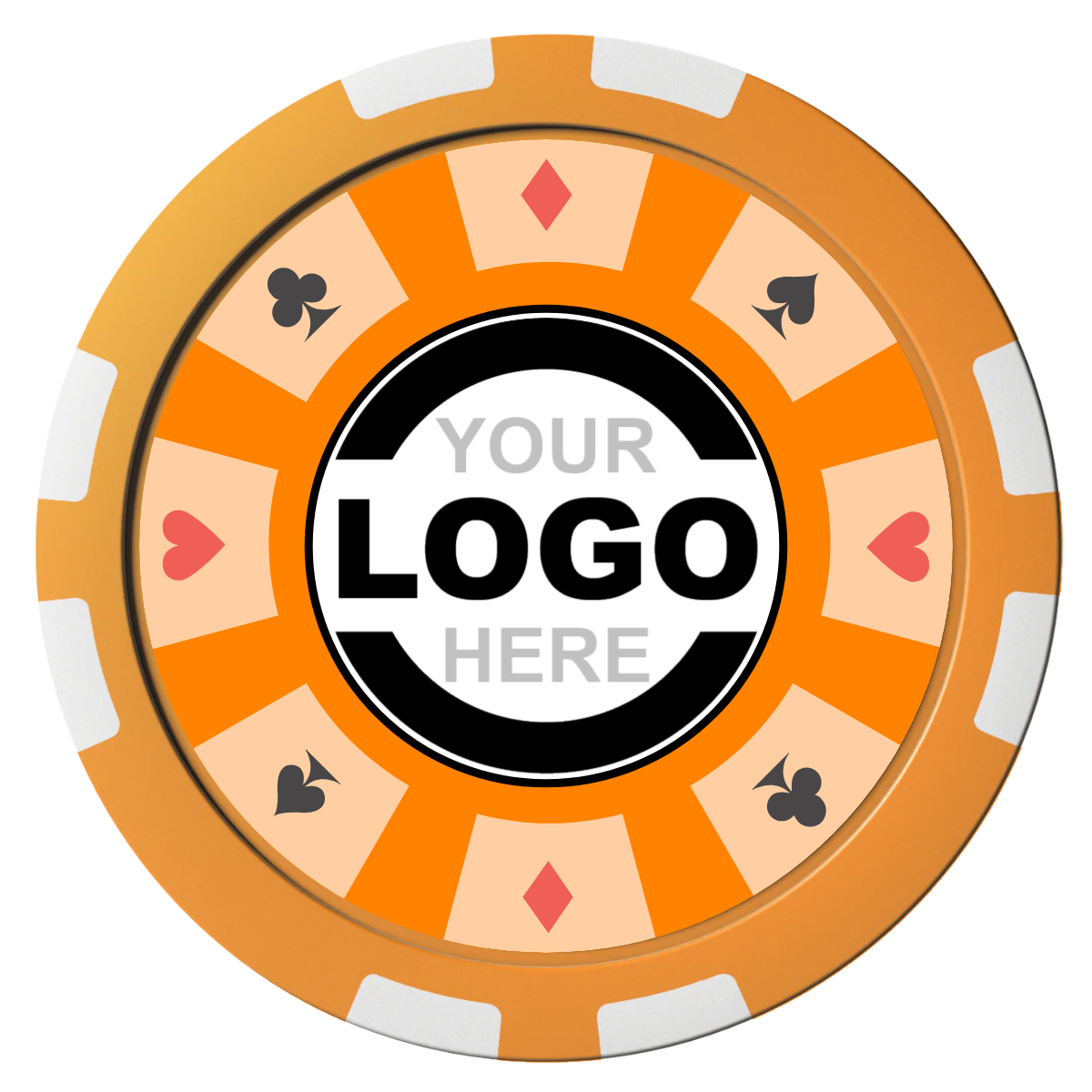 Suit 8 Your Logo Composite Poker Chips - Orange / 8 Stripe - Front
