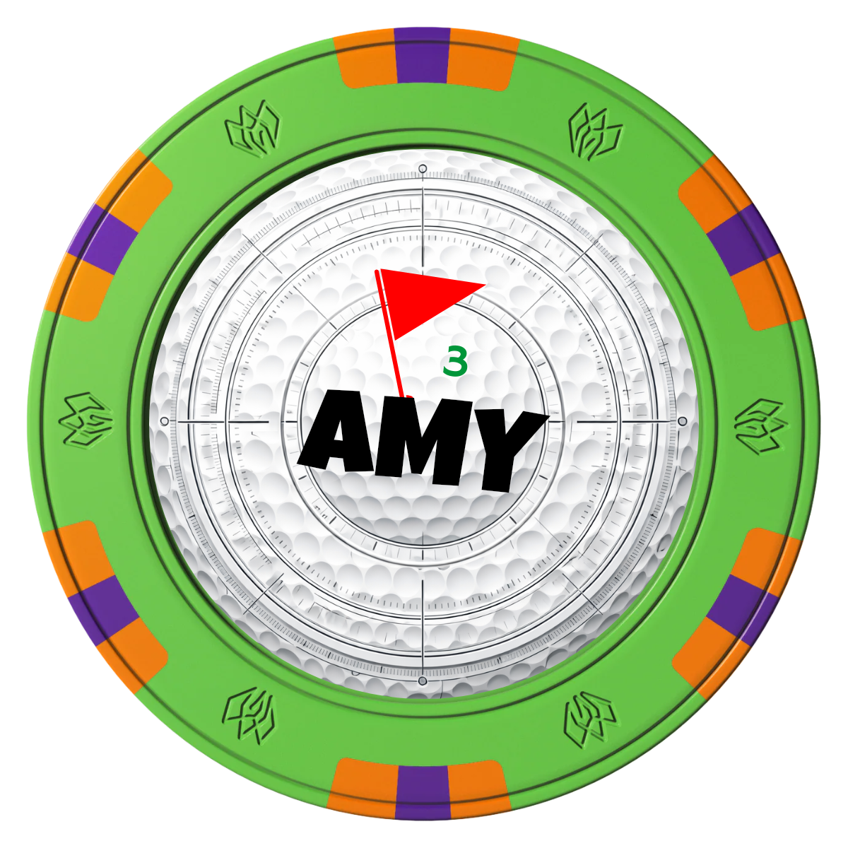 Ball Marcus Jr. Clay Poker Chips - Green / 6 Spot Gem / 43mm - Front