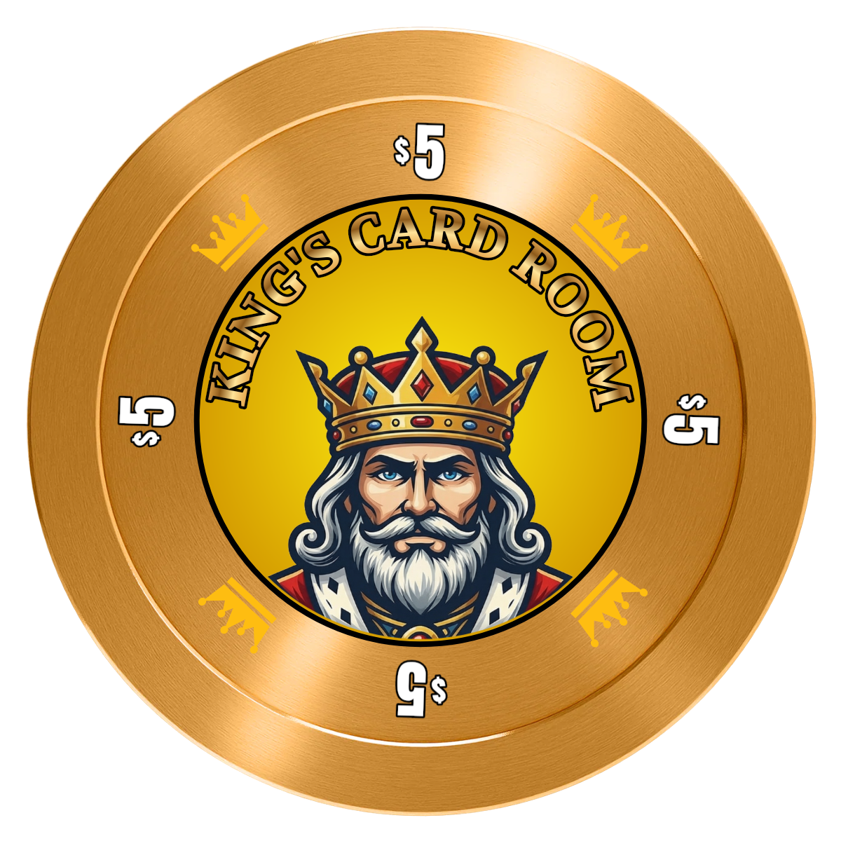 Kings Aluminum Poker Chips - Gold - Front