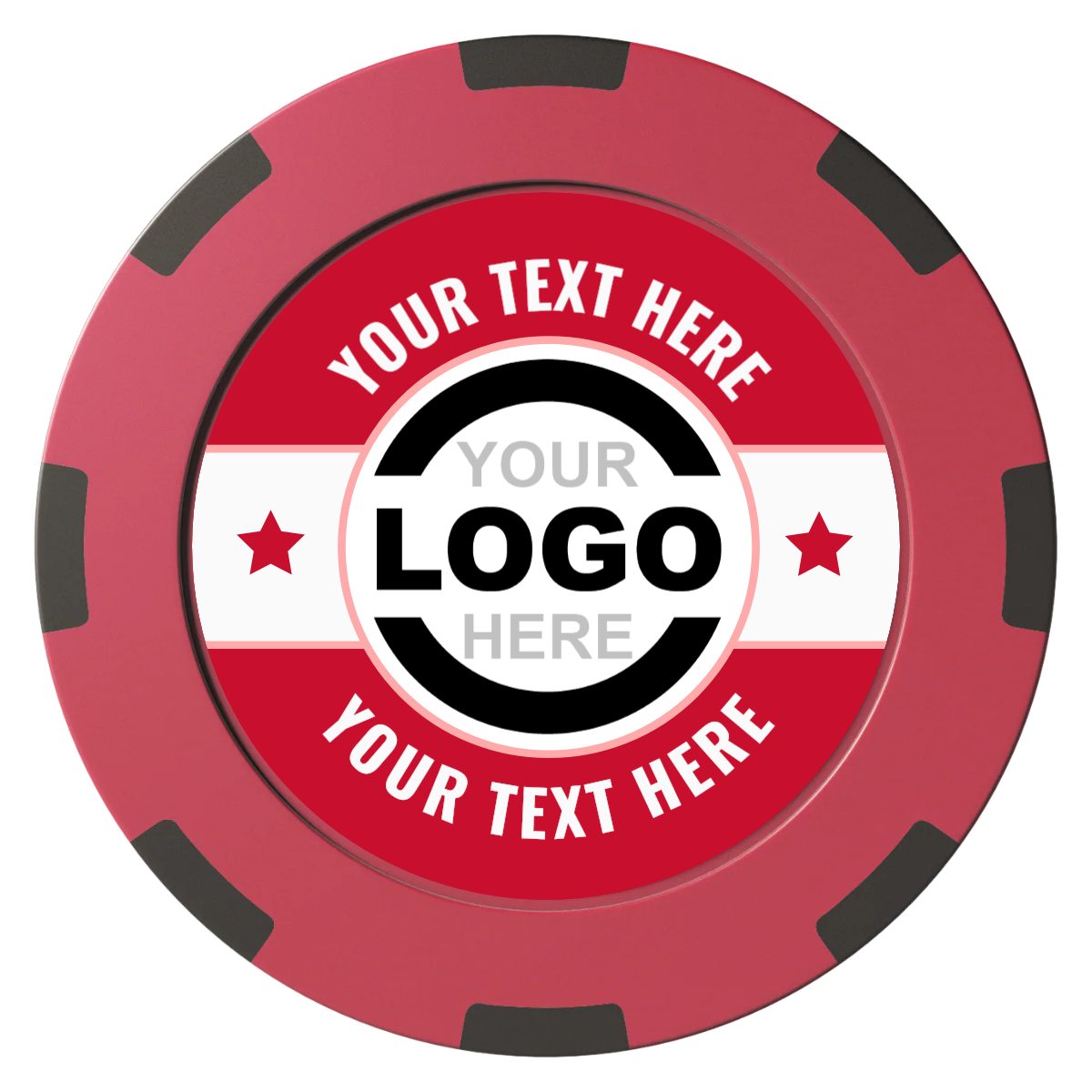 Star Banner Clay Poker Chips - Red / 8 Spot (2 Tone) / 40mm - Front