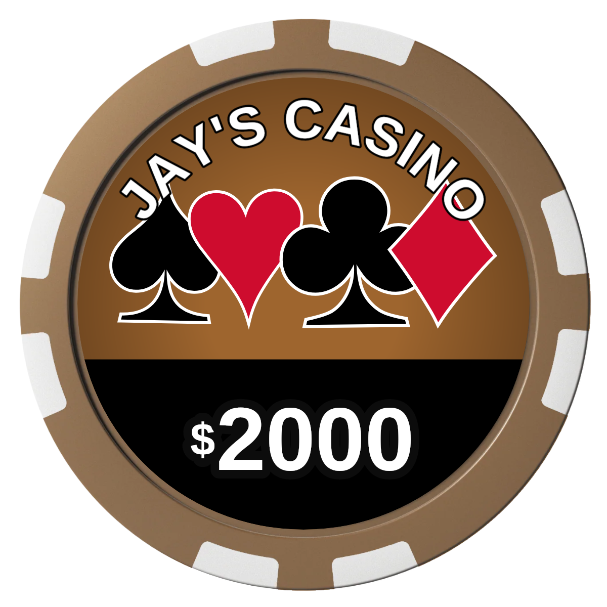 Jay's Casino Composite Poker Chips - Brown / 8 Stripe - Back