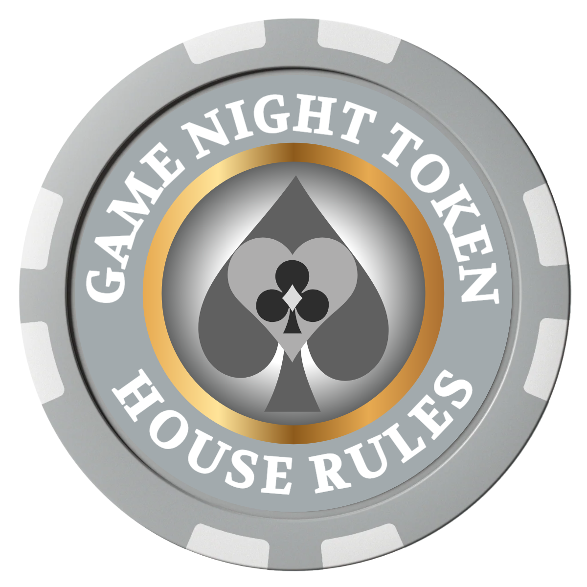 Stacked Suits Composite Poker Chips - Gray / 8 Stripe - Front