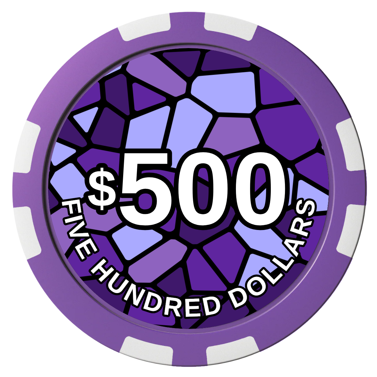 Stained Glass Composite Poker Chips - Purple / 8 Stripe - Front