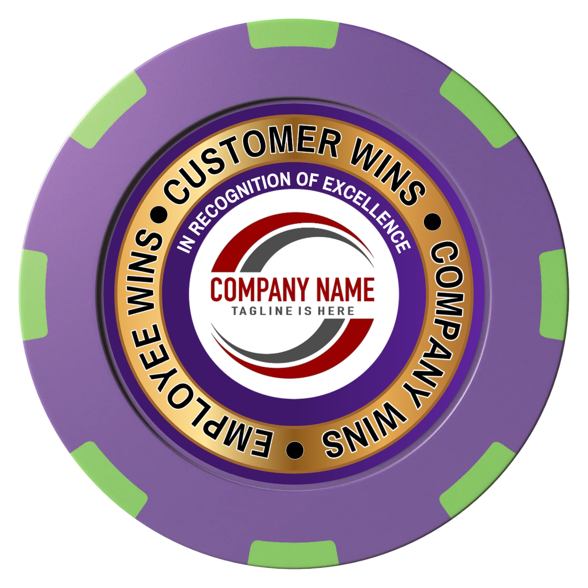 Gold Standard Clay Poker Chips - Purple / 8 Spot (2 Tone) / 40mm - Front
