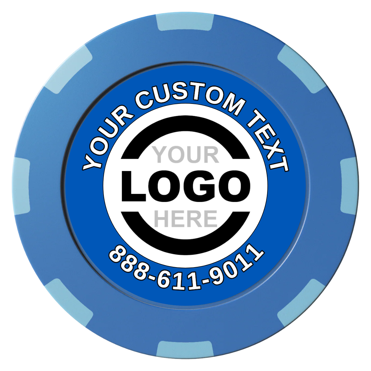 Branded Logo Clay Poker Chips - Blue / 8 Spot (2 Tone) / 40mm - Front