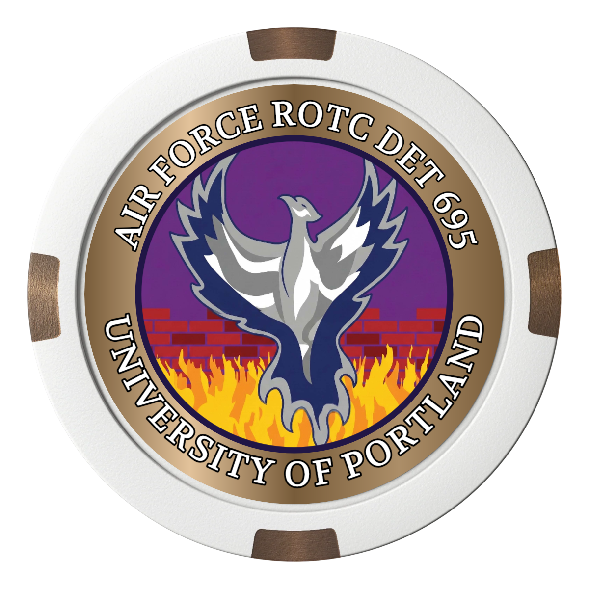Air Force ROTC Det 695 Composite & Metal Hybrid Poker Chips - White - Front