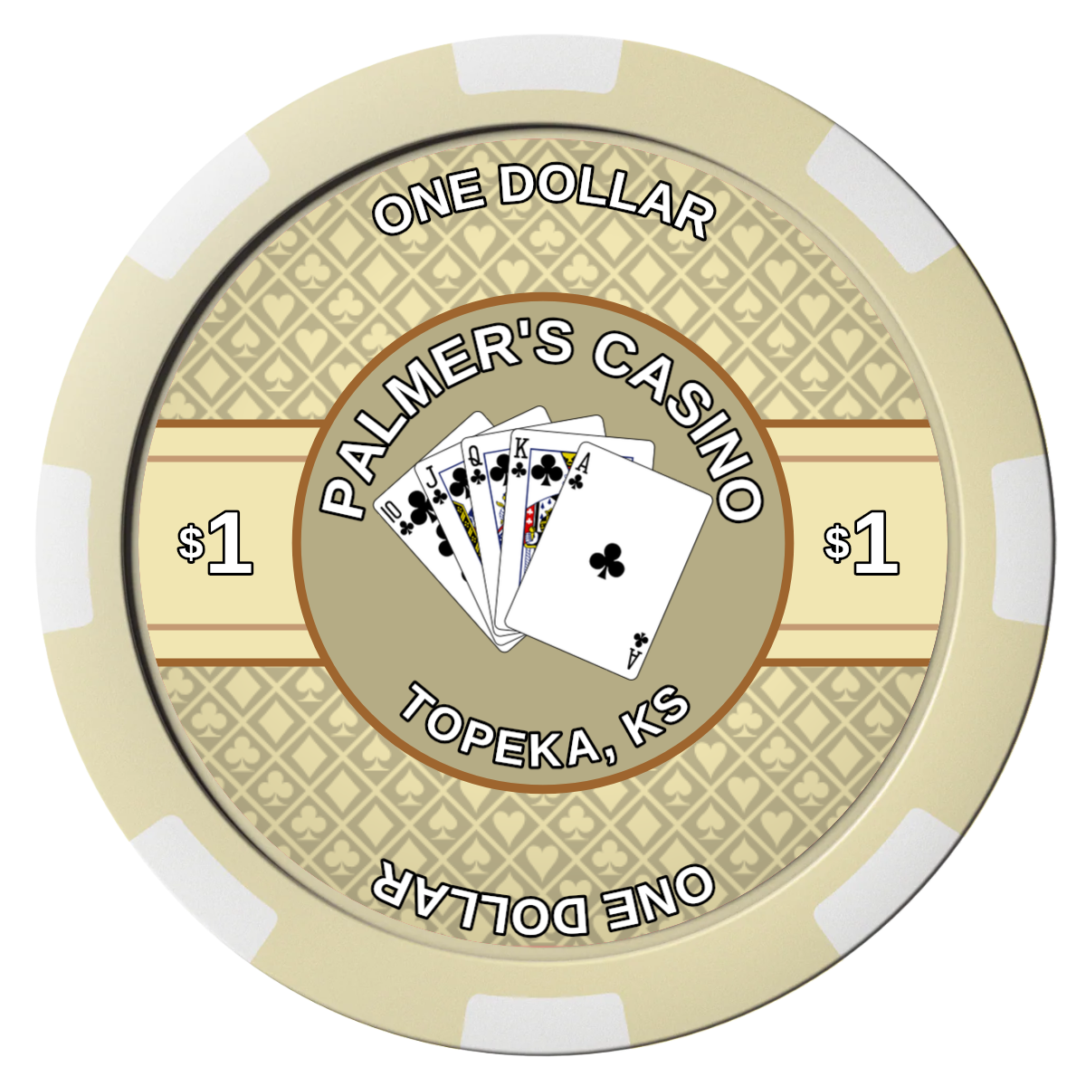 Palmer's Casino Composite Poker Chips - Ivory / 8 Spot - Front