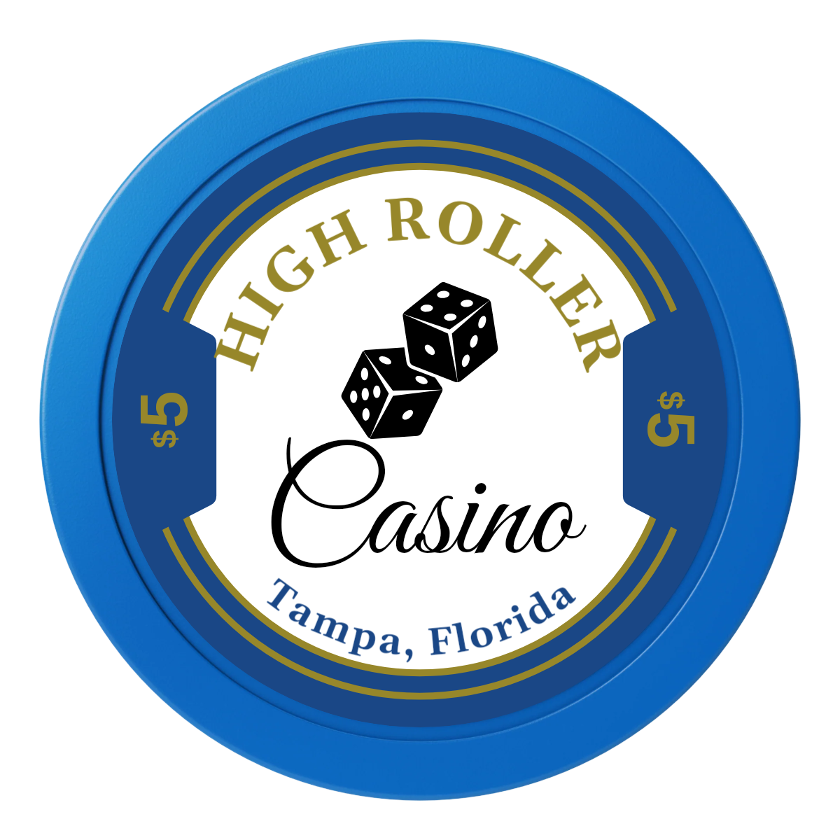 High Roller Casino 2" Composite Dealer Button - Blue - Back