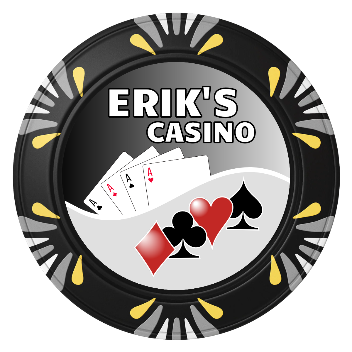 Erik's Casino Clay Poker Chips - Black / Macau / 40mm - Front