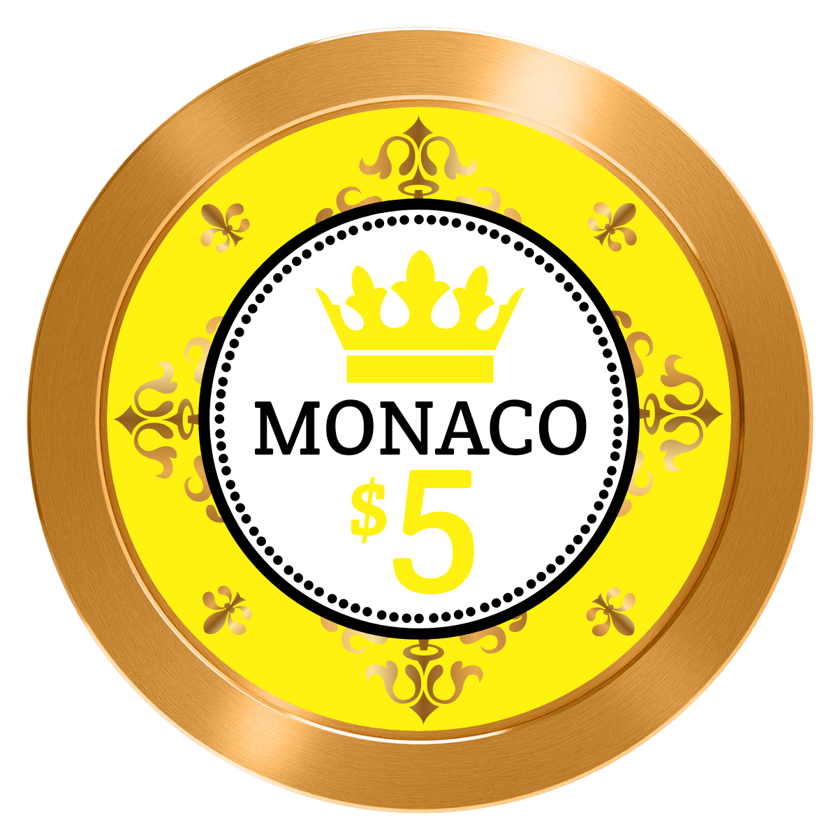 Monaco #001 Aluminum Poker Chips - Gold - Front