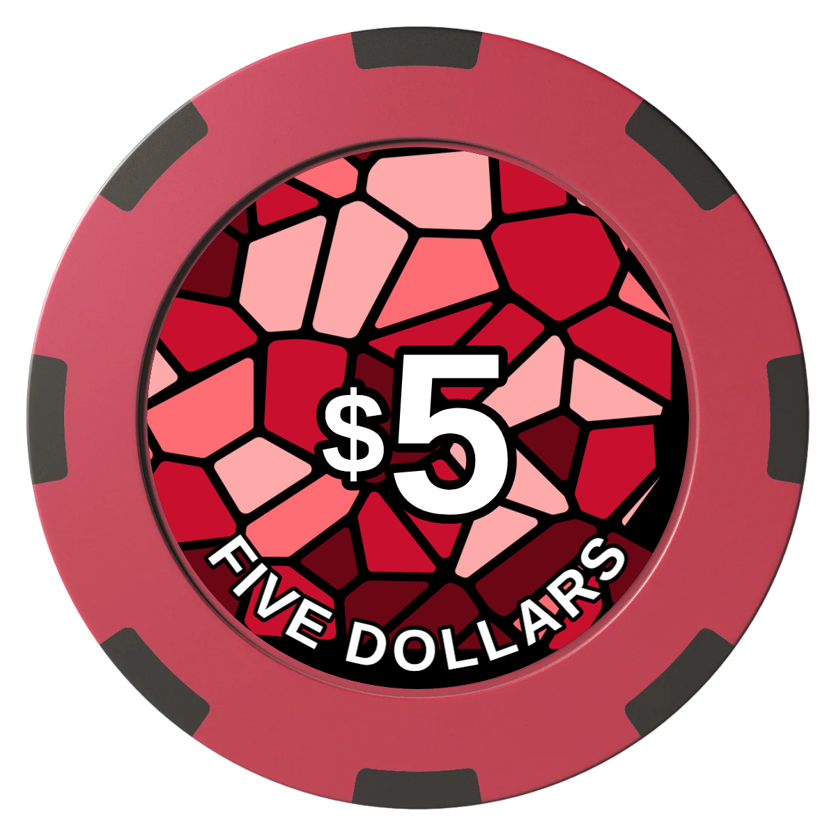 Stained Glass Clay Poker Chips - Red / 8 Spot (2 Tone) / 40mm - Front